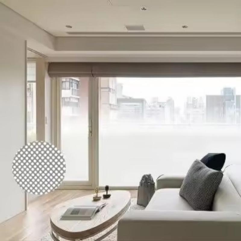 PET Materiál Gradientní Okenní Fólie Semi-Soukromí Bílý Gradientní Puntíky Samolepicí Fólie na Sklo pro Domov a Kancelář