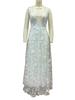 2025 European & American White Long V-Neck Lace Dress with Hollow Design