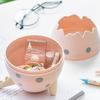 Kids Egg Shape Pen Holder Adorable Cartoon Replacement Dotted Solid Color Pencil Glue Container Organizer Birthday Gift