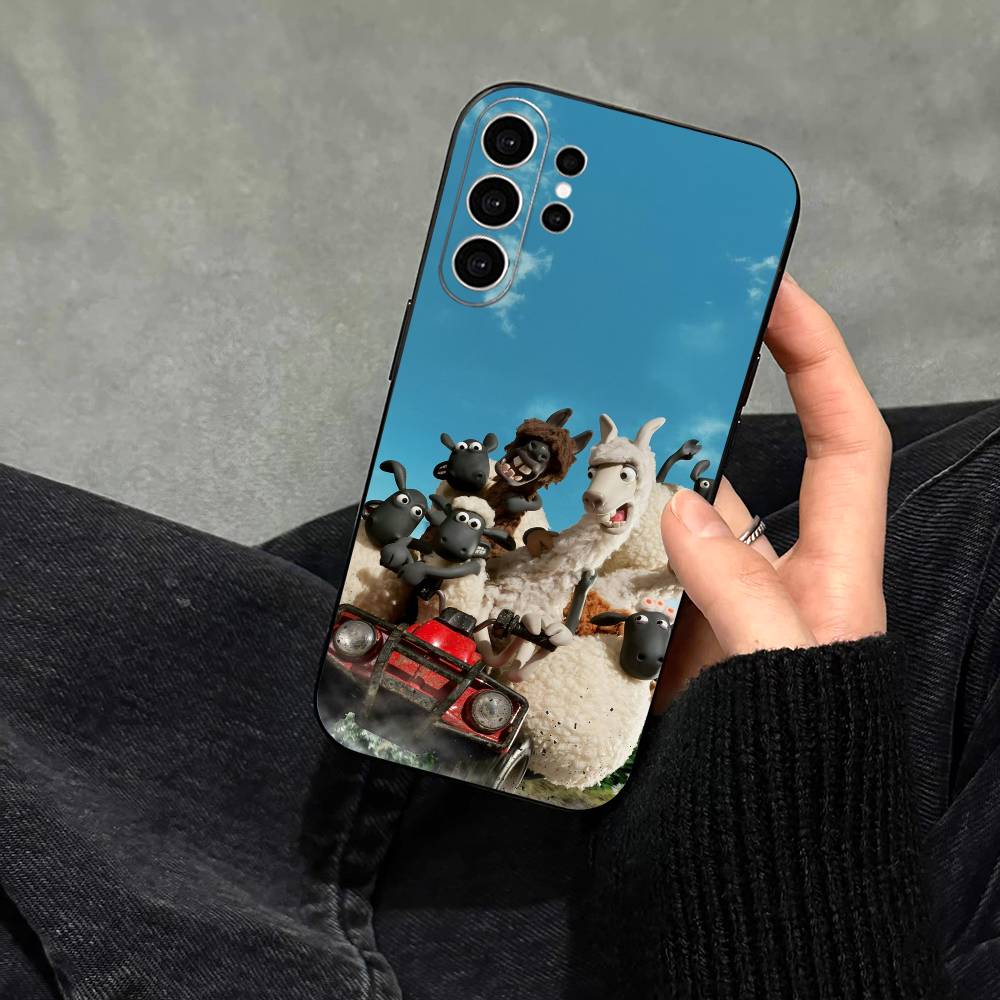 S-Shaun The Sheep  Phone Case For Samsung S25,S24,S21,S22,S23,S30,Ultra,S20,Plus,Fe,Note,10,9,5G Black Cover