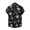 Men's Summer Casual Loose Resort Geometric Print Short Sleeve Top Beach Lapel Shirt