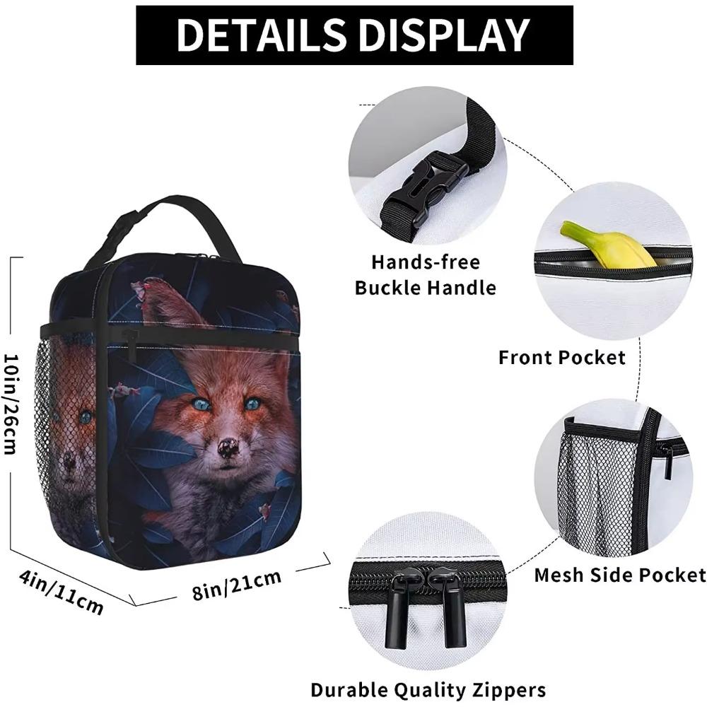 The Fox Hid In Leaves Insulated Lunch Bag Portable Lunch Box Cooler Tote for Boys Girls Adults