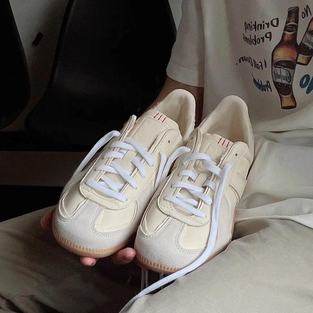 

Круглоголовые кроссовки в стиле ретро, на шнуровке, с цветовой блокировкой, для немецких тренировок, женские, универсальные, повседневные, с вставками, повседневные кроссовки Forrest Gump, кеды, новинка 2025 года 40