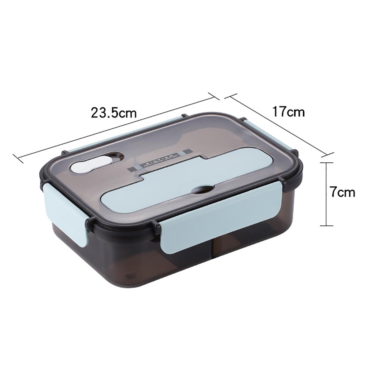 1500ML Drei-Fächer-Lunchbox mit passender Gabel und Löffel, für Erwachsene, Studenten, Bento-Box, Lebensmittelaufbewahrungsbehälter, Snackbox 3&1500ml&1 gray