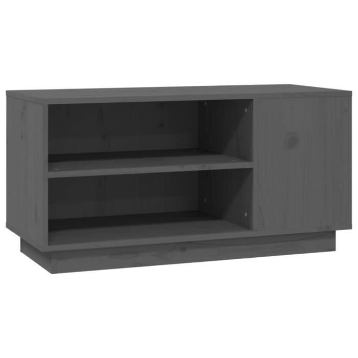 814406 vidaXL TV Cabinet Grey 80x35x40.5 Cm Solid Pine Wood