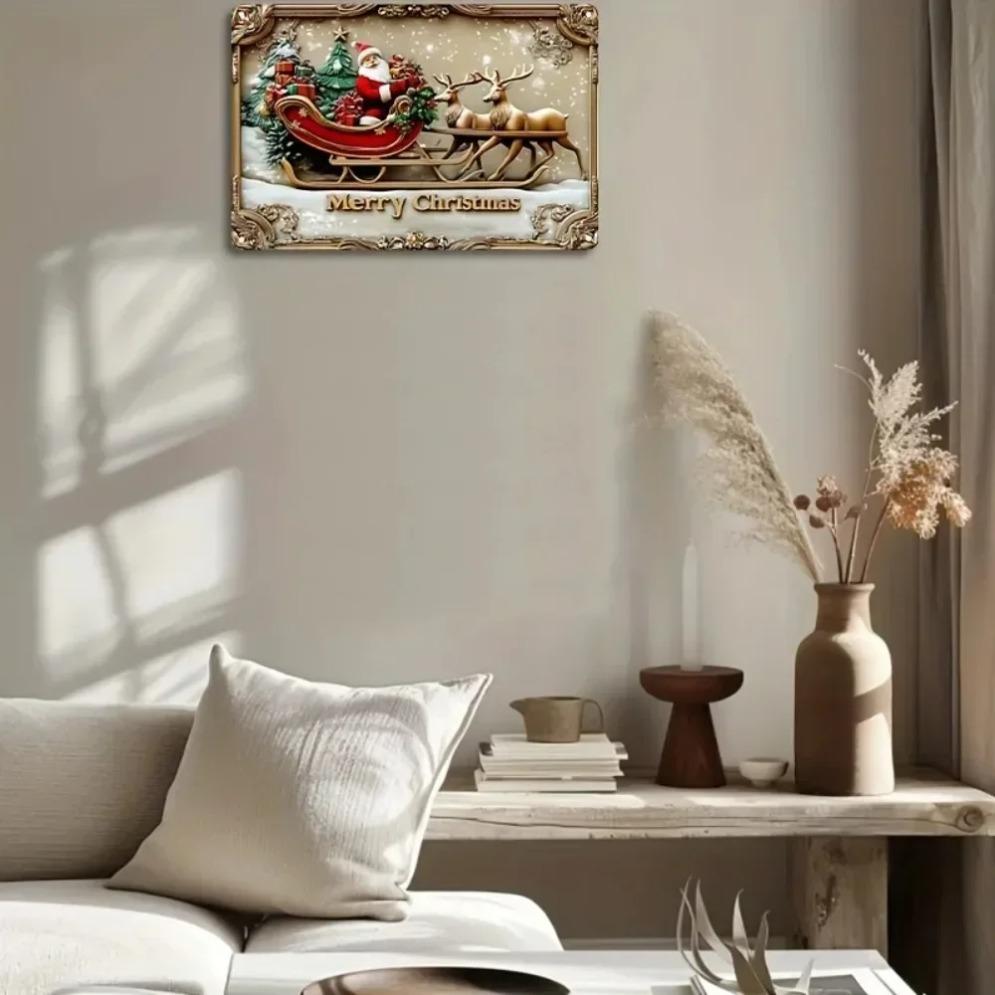 Retro Iron SantaGlamDecor Glam Style Christmas Sign  Festive Santa Reindeer  Gifts Wall Hanging Multipurpose Home Decor