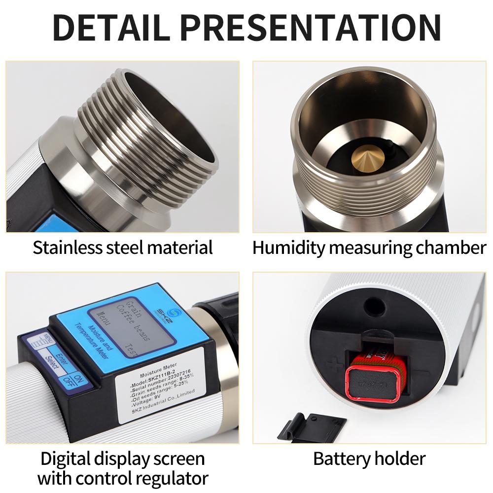 Multi-Language Smart Digital Grain Moisture Meter Humidity Tester for 37 Kinds Grains Coffee Wheat Seeds Hygrometer