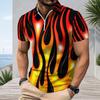 Men s Plus Size Short Sleeve Collared Quarter Zip Polo Shirt Marble Print Blue Brown White