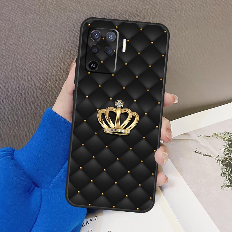Quilted Texture Sofa Pattern Crown Case For OPPO A5 A9 A31 A53 2020 A53S A1K A15 A16 A52 A72 A92 A83 A91 A54 A74 A94 Coque