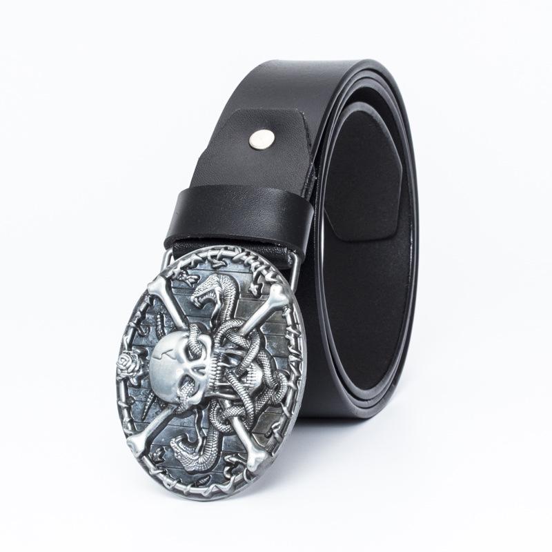 Men's Trendy Casual Cowhide Leather Belt with Alloy Smooth Buckle