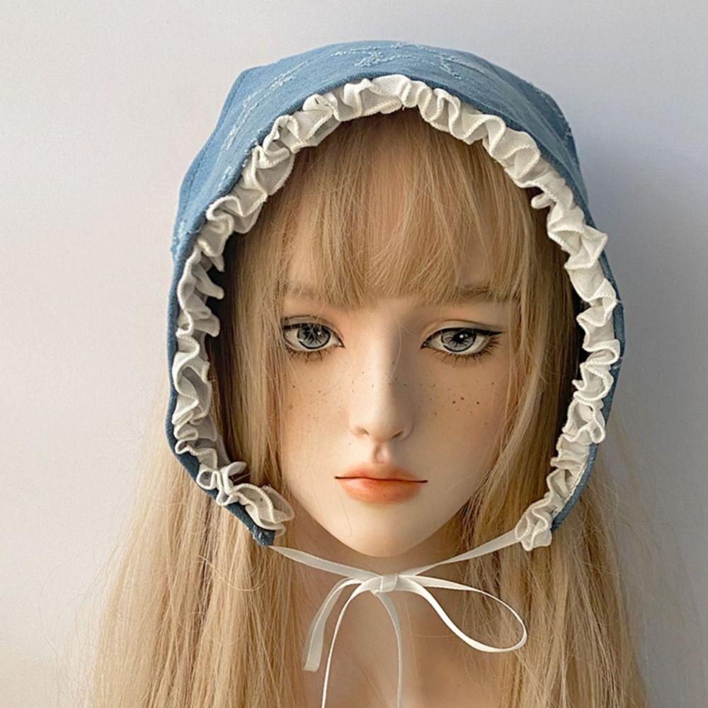 Lace Star Triangle Scarf Denim Hair Band Retro Triangular Turban Scarf  Travel Beach