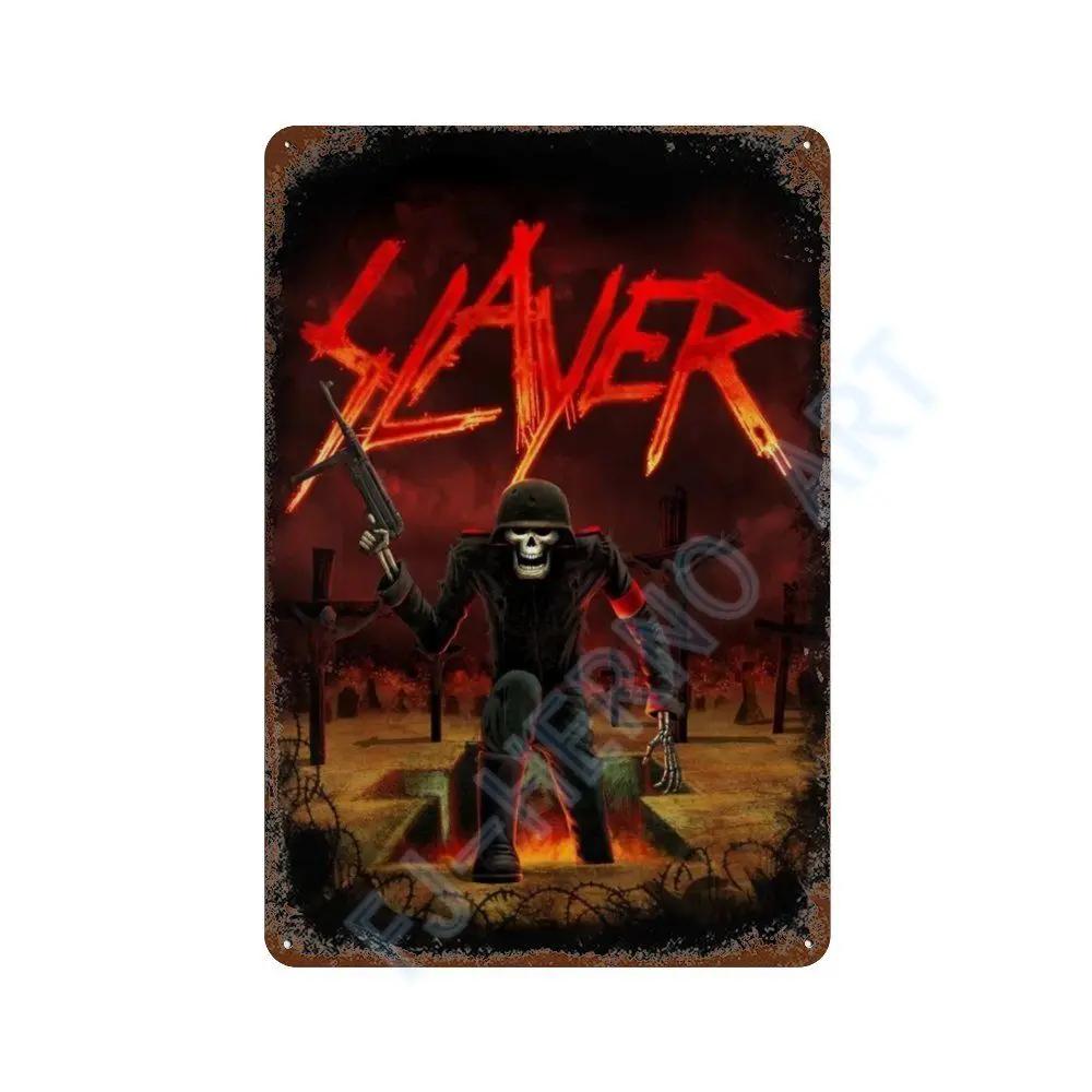 Vintage Slayer Heavy Metal Album Plakát Kovový Plechový Značka Deska Severské Nástěnné Umění Talíře pro Domácí Dekoraci Pokojů Dárky pro Kluuka