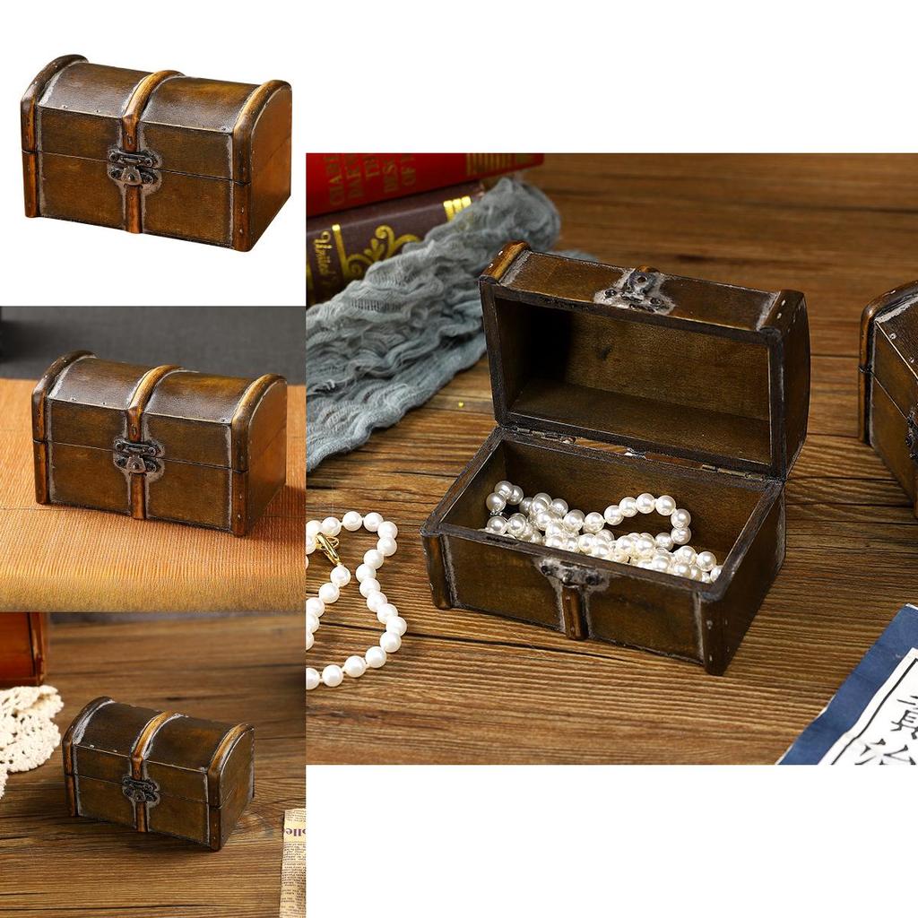 Vintage Style Wooden Organizer Box For Jewelry Accessories And Desk Storage