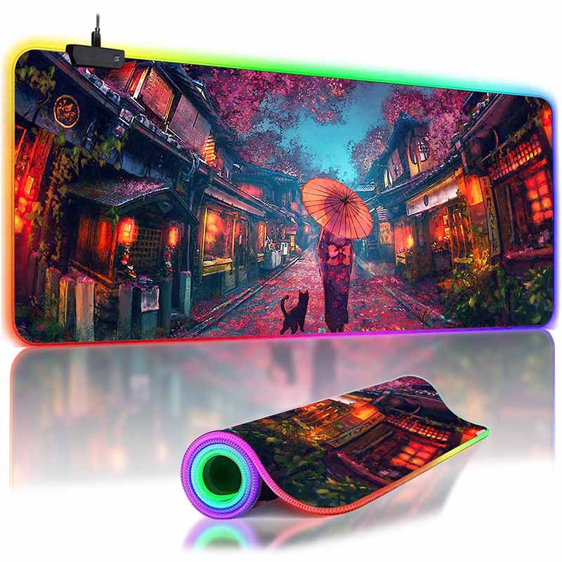Sakura Scenery Moon Mousepad HD Printing Computer Gamers Desk Mat Locking Edge Non-slip Mouse Pad XXL Keyboard PC Desk Pads