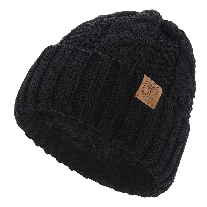 Autumn and Winter Warm Knitted Hat for Women Solid Color Ear Protection Bag Head Hat Plus Velvet Thickened Couple Outdoor Cold Proof Wool Hat