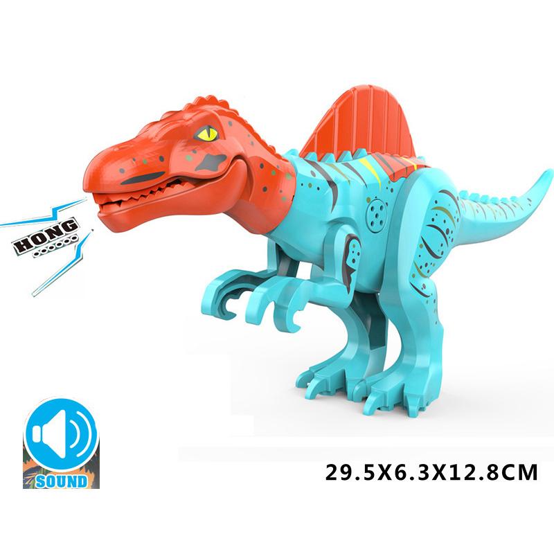 With Sound Assembled Building Blocks Dinosaur World T-Rex Velociraptor Triceratops Jurassic Animal Model Bricks Figure Toys Gift