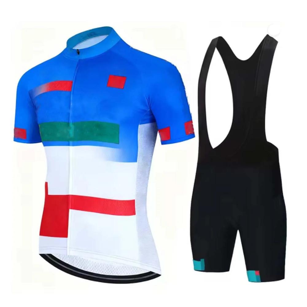 Men‘s Bike Jersey & Bib Shorts Set, Short Sleeve Crewneck Full Zip Breathable Quick Dry Lightweight
