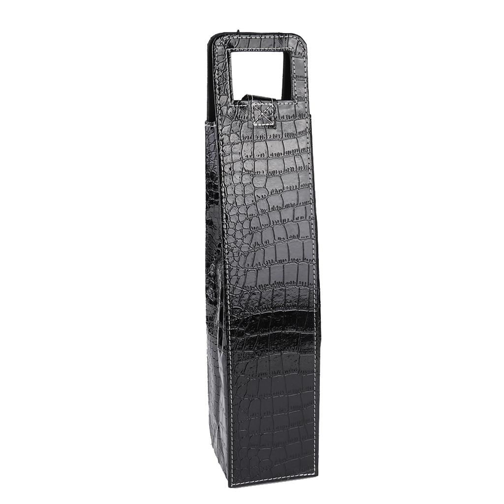 PU Resuable Leather Wine Tote Bag Champagne Beer Gift Bags Carrier(black)