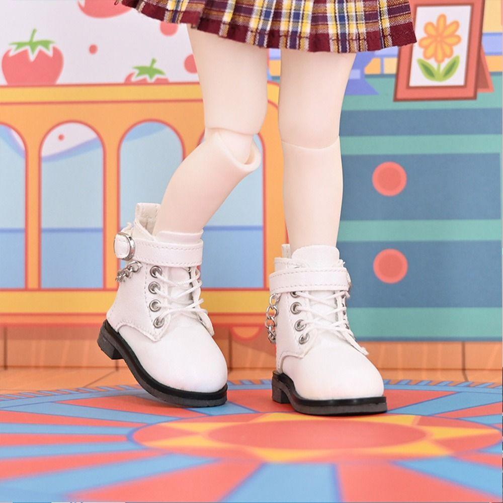 New 4 Colors Chain Decoration Differents Color 1/6 Doll Boots Play House Accessories Leather Shoes