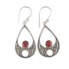 Red Garnet Gemstone 925 Sterling Silver Handmade Jewelry Dangle Earrings 1.91" EE-90-23
