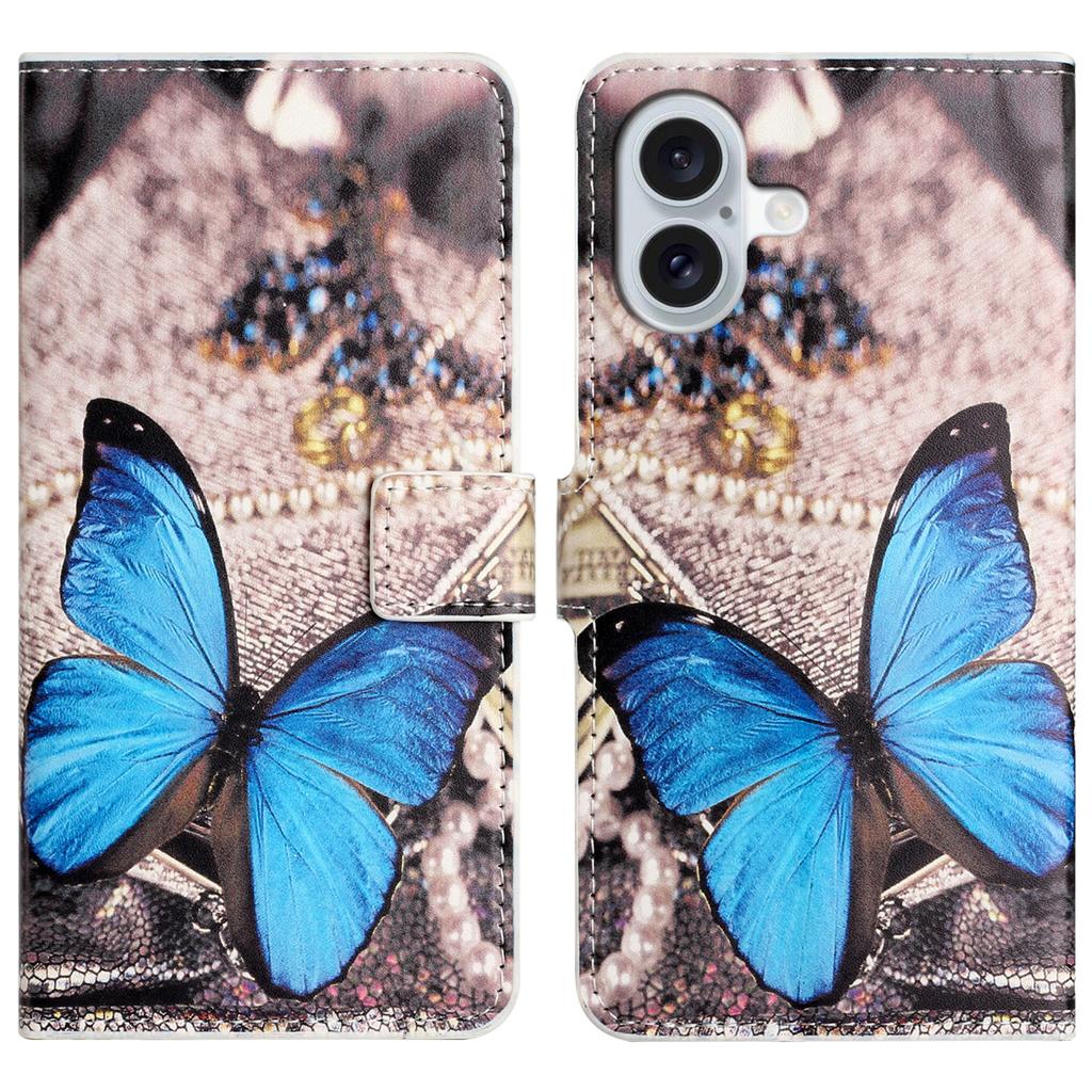 For iPhone 16 Plus Wallet Case Pattern Print PU Leather Flip Phone Cover