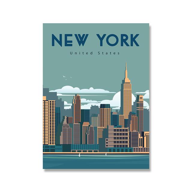 Modern Morocco Landscape Poster Paris New York City Travel Canvas Painting Wall Art Modular Print Pictures Aisle Home Decoration No Frame
