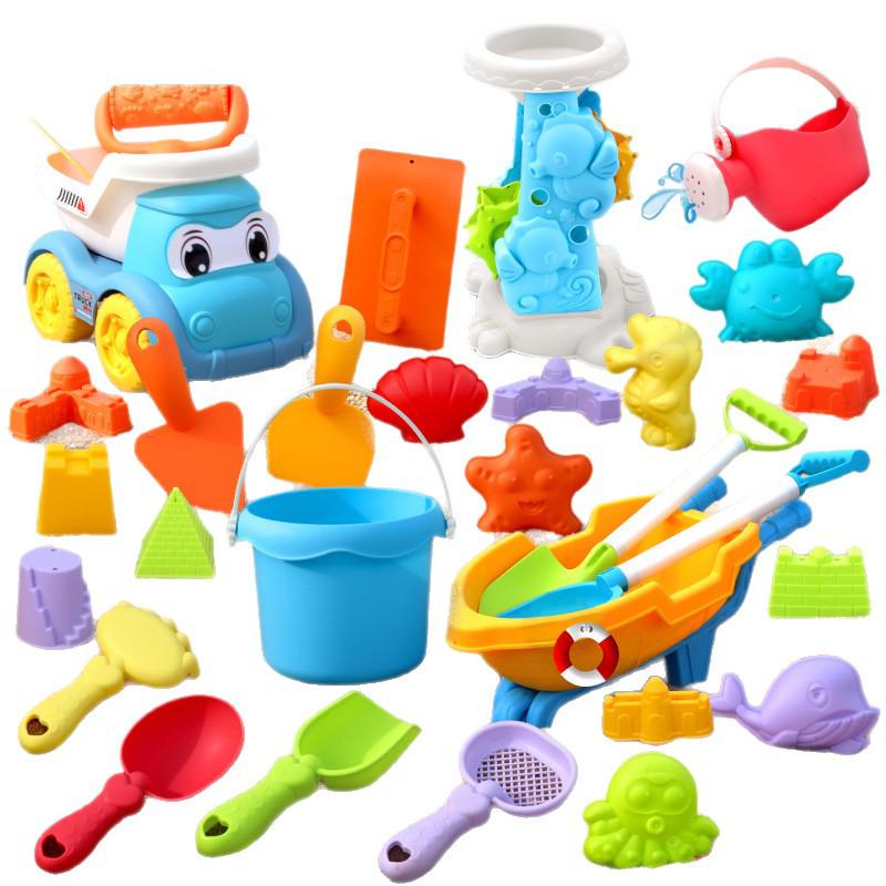 Educational Beach Toy Set: Car, Ferris Wheel, Hourglass Stroller, Shovel, Sand Mold, Bucket, Carved Water Play Toys
