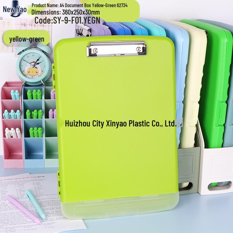 Large Capacity A4 File Box with Pen Slot & Clipboard for A5 Paper Storage