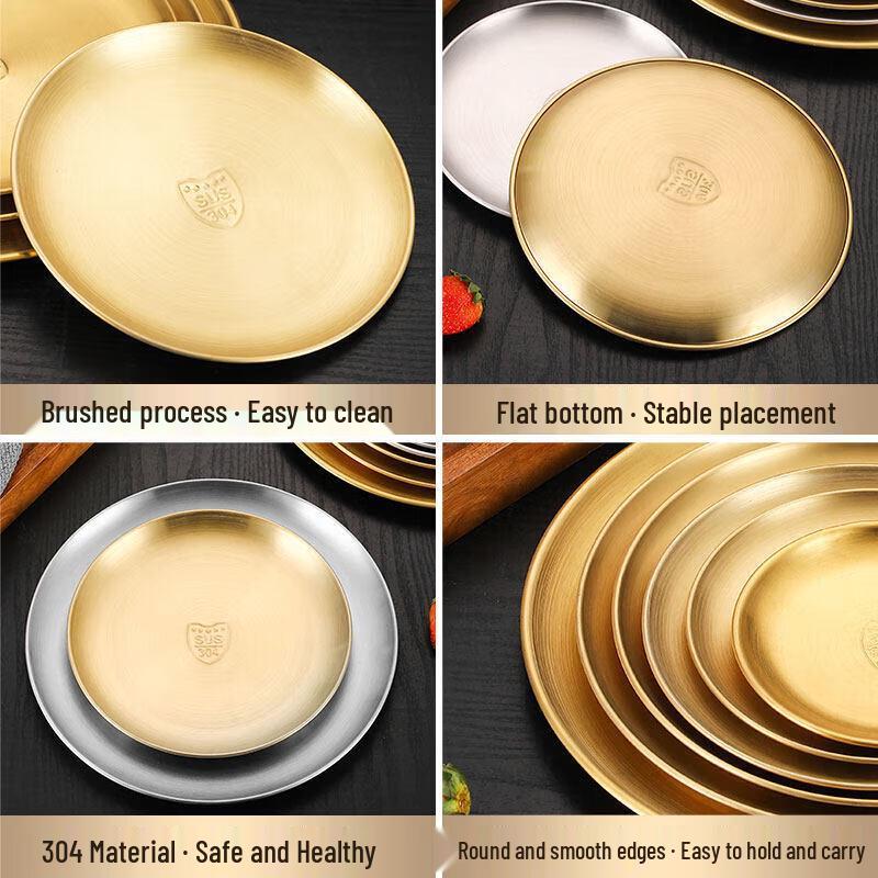 Korean Style 304 Stainless Steel Round Plate