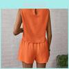 Casual Women Sleeveless Outfit Set With Button Detailing For Spring