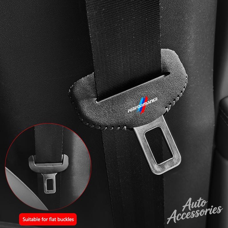 BBKG7 Car Seat Safety Belt Lock Buckle Protection Cover Suede Accessory For BMW Performance X1 X3 X5 X6 X7 E46 E60 E90 F20 F21 F22 F34