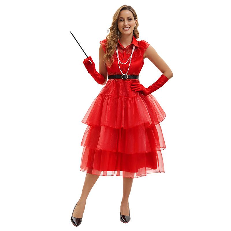 New Halloween red dress, underworld archmage suit, beetle juice role-playing suit