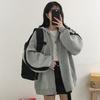 Women Spring Coat Hooded Long Sleeves Zipper Cardigan Loose Keep Warm Contrast Color Soft Women Hoodie Coat Women Clothing