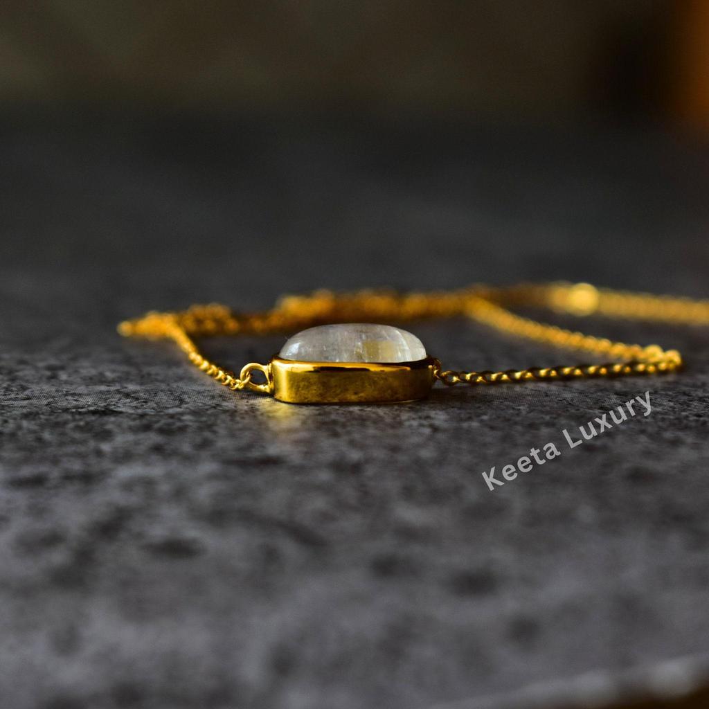 Moonstone Necklace, Healing Crystal Necklace, moonstone handmade jewelry, Boho Necklace, Dainty Natural Stone Pendant, gold necklace for her