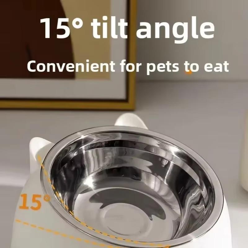 Cat Ear Shaped Elevated Stainless Steel Pet Bowl Non-Slip Scratch Resistant Feeder for Small Cat Dog Food Water