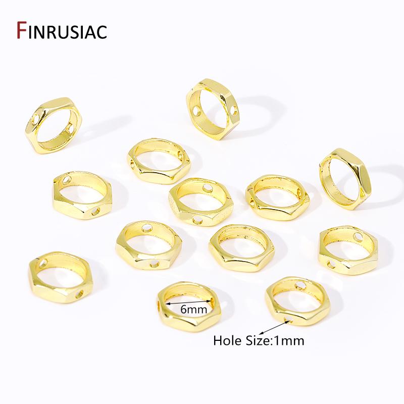 

14/18K Gold Plated Brass Hexagon Bead Frame Double Hole Connectors Bead Frame For DIY Bracelet Necklace Jewelry Making Findings 20 pieces