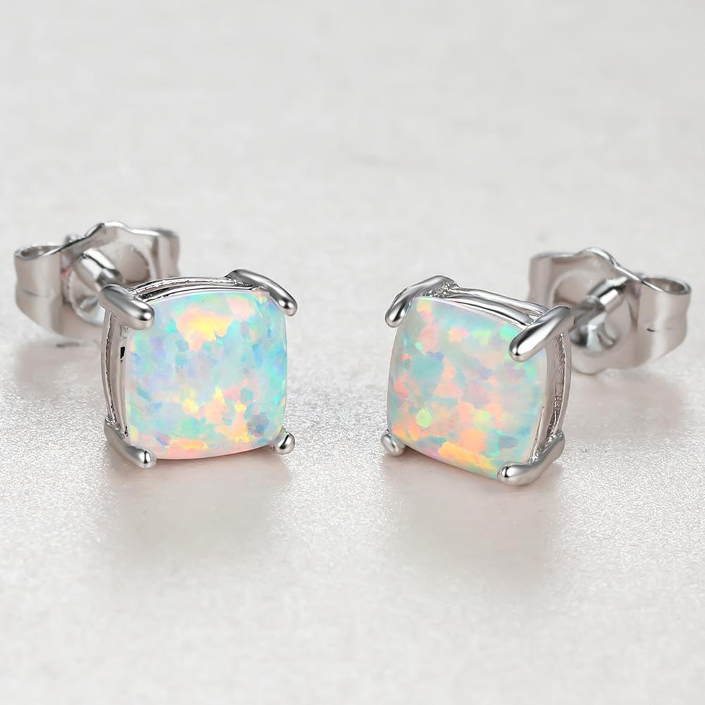 European and American New White Fat Square Simple and Versatile Womens Temperament Earrings