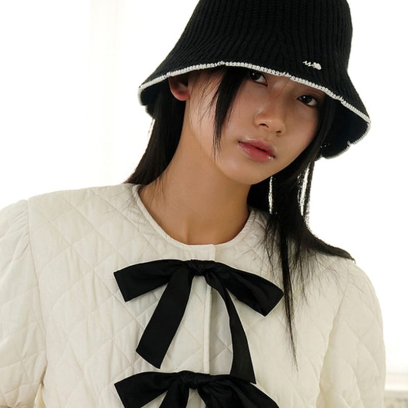 

Сладковато-горькая панама вязаная крючком с полоской_Черный FREE