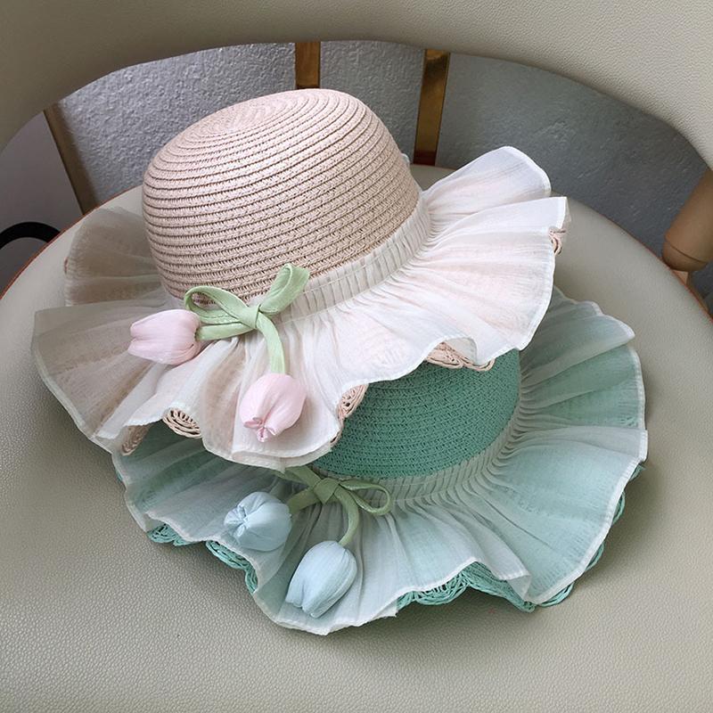 1/2Pcs Summer Sun Hat Princess Beach Sun Hat Big Brim Tulip Fisherman Hat For Girls Sweet Crossbody Bag Gifts