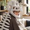 Dinosaur Skeleton Plush Headpiece Soft Costume Toy for Halloween Dress-Up