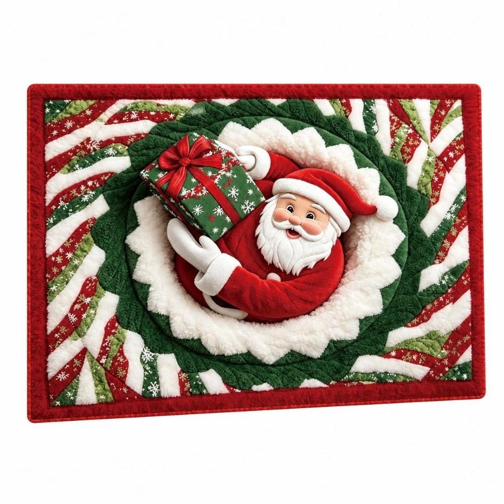 2D Flat Santa Door Mat Faux Cashmere Christmas Bath Mat Decorative Floor Rug  Christmas Home Decor