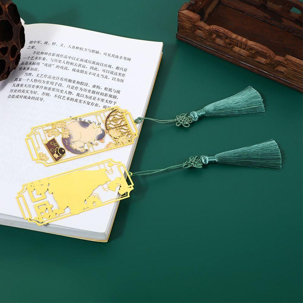 Tassel Brass Bookmark Painted Pagination Mark Retro Book Clip  School Office Supplies