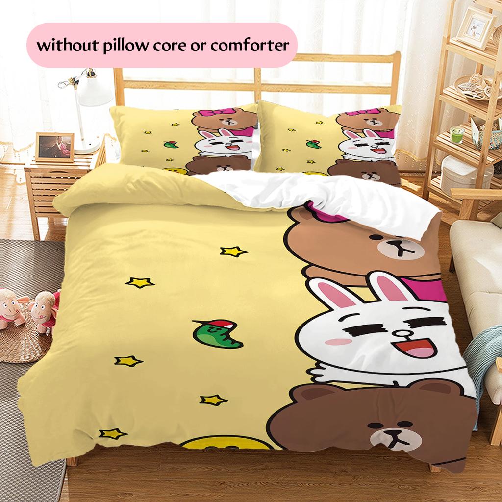 LINE FRIENDS Playful Bedding Set Duvet Cover Pillowcase No Filler, Soft Home Bedroom Decor, Perfect Gift for Fans.chl