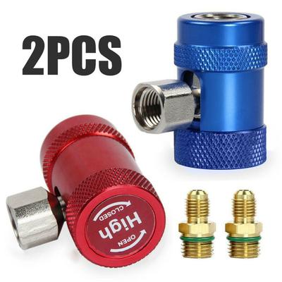 2PCS Car Replace A/C Air Conditioner Quick Coupler Connector Adapter Kit for R1234YF