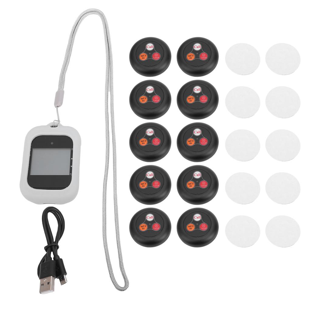 Wireless Calling System Caregiver Pager with 10 Call Buttons 1 Receiver 433.92MHz Restaurant Paging System for Clinic