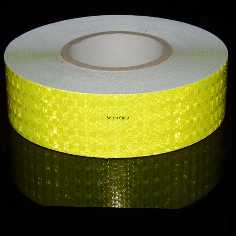 

5cm*25m Reflective Tape Fluorescent Yellow Waterproof Outdoor Adhesive Road Safety Warning Stickers For Bicycle Helmet Trailers