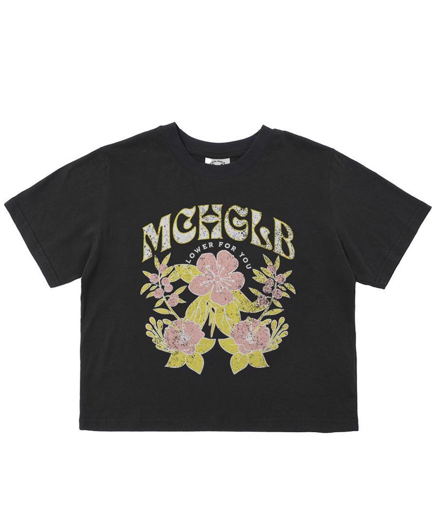 Match Glove Hawaiian Flower Crop Top (Black) Lg/Free