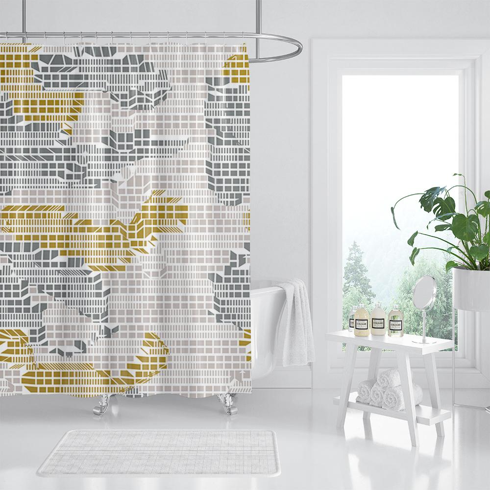 

Занавеска для душа с геометрическим узором в стиле поп-арт, модная классическая абстрактная красочная занавеска для ванной комнаты, водонепроницаемые тканевые декоры, наборы с крючками W90xH180cm