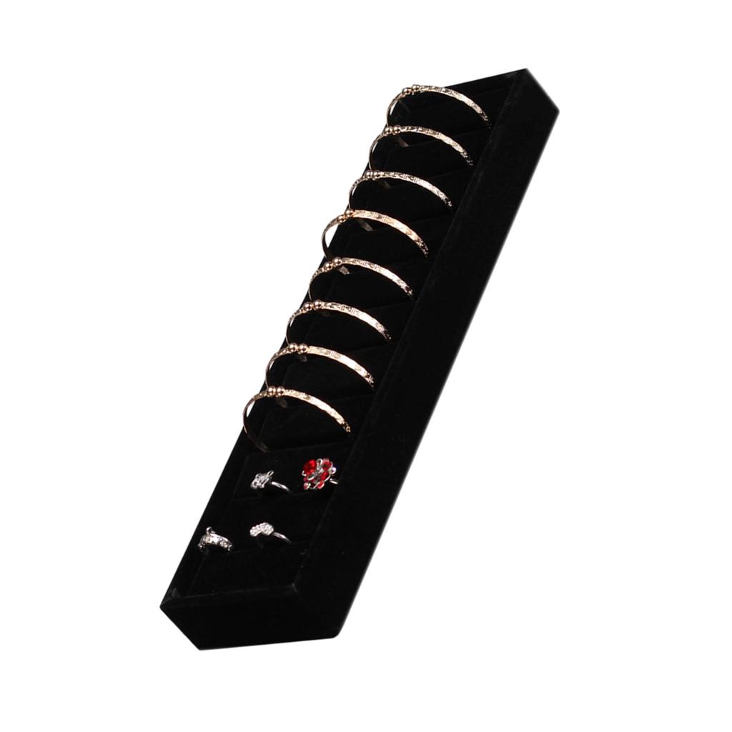 10 Slot Velvet Jewelry Display Tray Light Gray Organizer For Bracelets Rings Cufflinks Home Retail Exhibition Storage