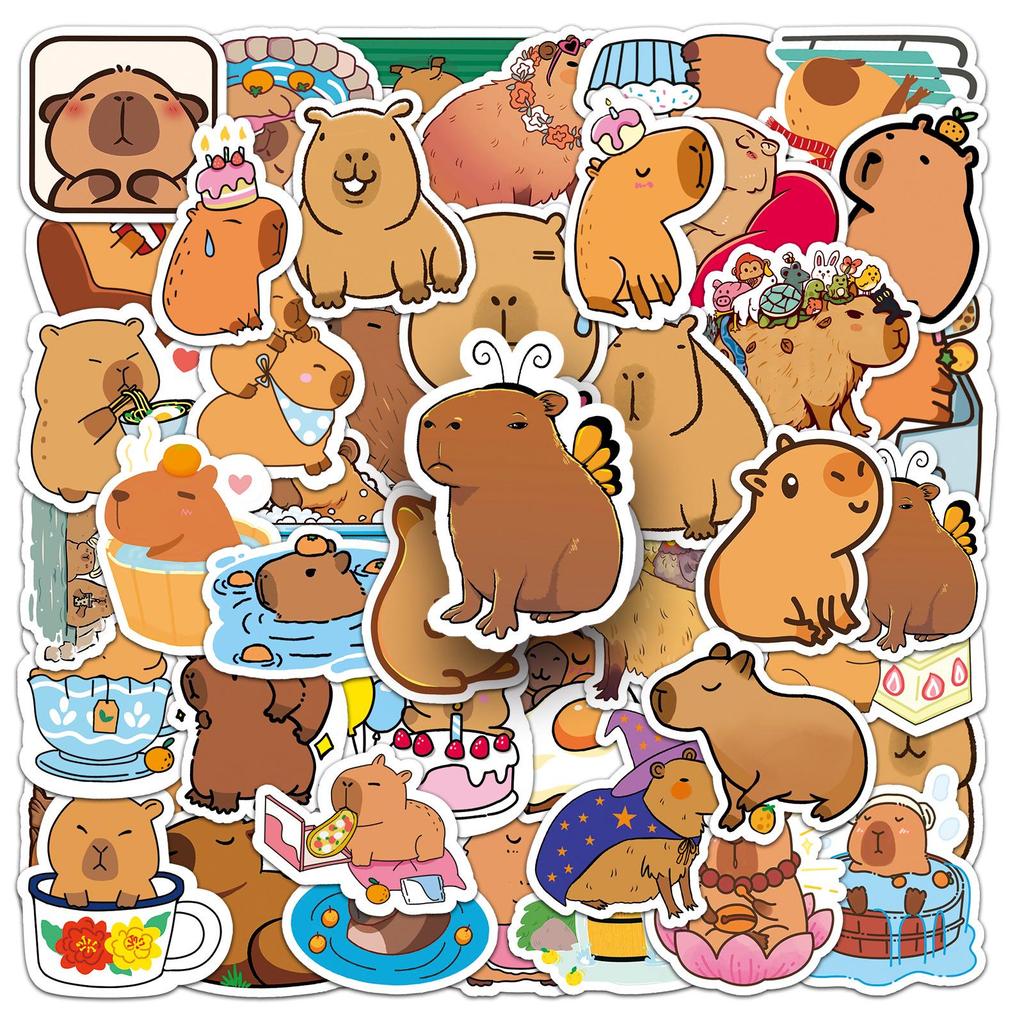 50 Cute Capybara Stickers: Cartoon Animals, Waterproof & Decorative for DIY Laptop & Phone Cases